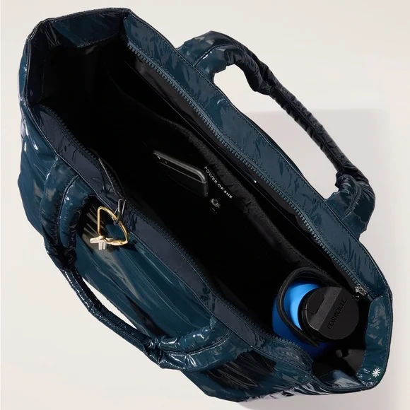 NWT Athleta All About Shine Puff Tote Bag Teal Cypress - Picture 4 of 13